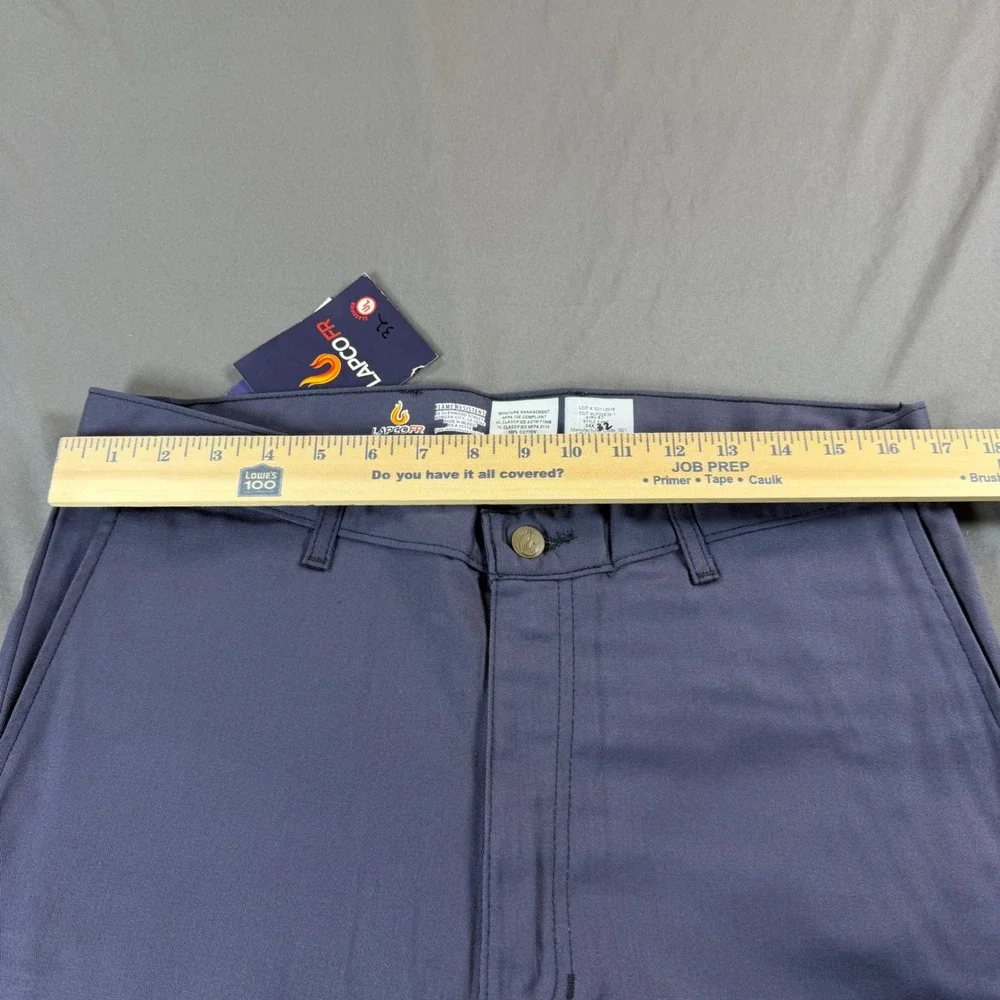 Lapco FR Navy Blue Flame Resistant Work Pants 34x32 Reflective Stripe CAT 2 NEW